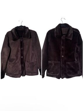 Brandon Thomas Reversible Faux Fur Brown Coat Medium
